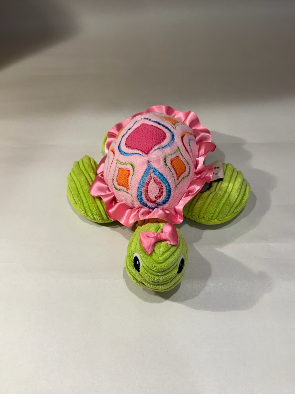 Maison Chic Sea Turtle Green Corduroy Pink Plush Stuffed Animal Small